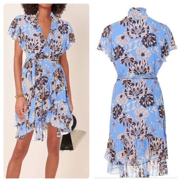 Alexis Melyssa Wrap Dress in Blue Floral - Picture 1 of 15